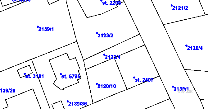 Parcela st. 2123/4 v KÚ Jablonec nad Nisou, Katastrální mapa