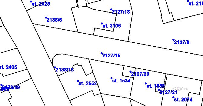Parcela st. 2127/15 v KÚ Jablonec nad Nisou, Katastrální mapa