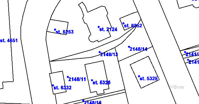 Parcela st. 2148/13 v KÚ Jablonec nad Nisou, Katastrální mapa