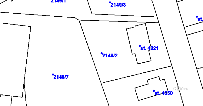 Parcela st. 2149/2 v KÚ Jablonec nad Nisou, Katastrální mapa