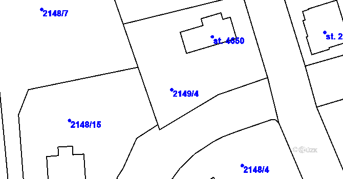 Parcela st. 2149/4 v KÚ Jablonec nad Nisou, Katastrální mapa