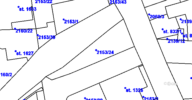 Parcela st. 2153/24 v KÚ Jablonec nad Nisou, Katastrální mapa