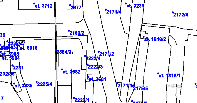 Parcela st. 2171/2 v KÚ Jablonec nad Nisou, Katastrální mapa