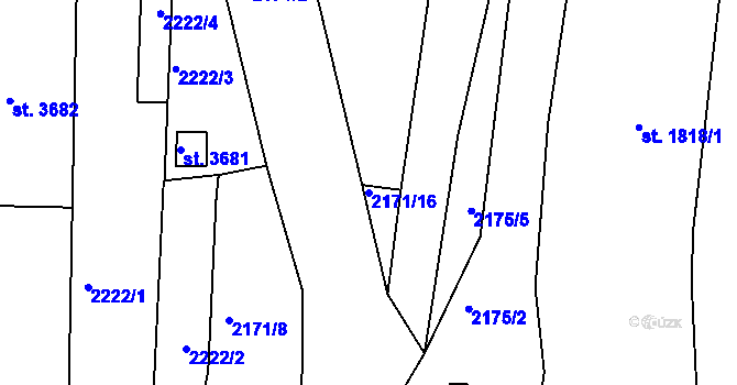 Parcela st. 2171/16 v KÚ Jablonec nad Nisou, Katastrální mapa