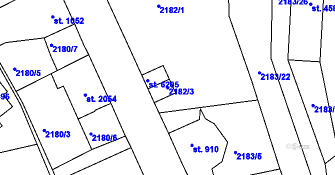 Parcela st. 2182/3 v KÚ Jablonec nad Nisou, Katastrální mapa