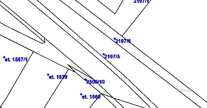 Parcela st. 2197/5 v KÚ Jablonec nad Nisou, Katastrální mapa