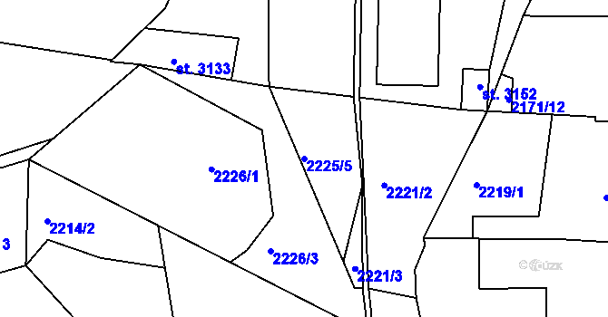 Parcela st. 2225/5 v KÚ Jablonec nad Nisou, Katastrální mapa