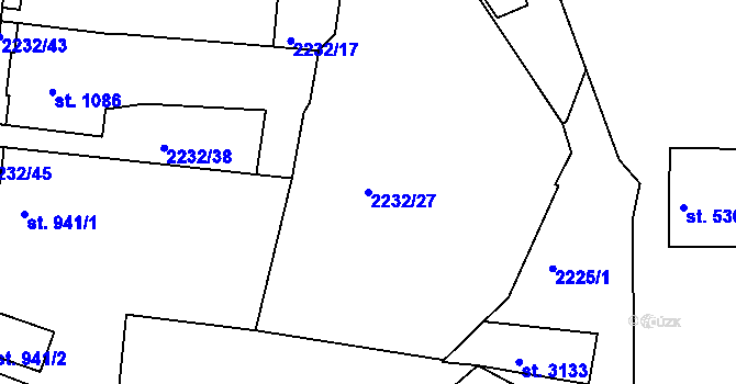 Parcela st. 2232/27 v KÚ Jablonec nad Nisou, Katastrální mapa