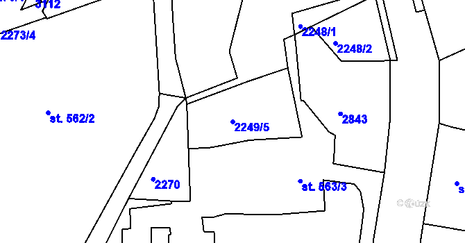 Parcela st. 2249/5 v KÚ Jablonec nad Nisou, Katastrální mapa