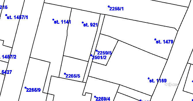 Parcela st. 2259/5 v KÚ Jablonec nad Nisou, Katastrální mapa