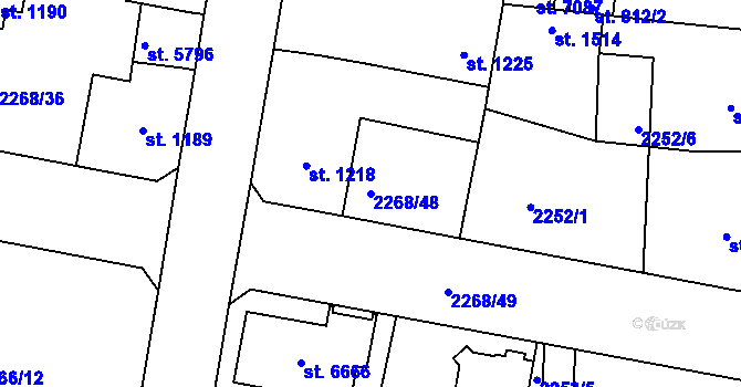 Parcela st. 2268/48 v KÚ Jablonec nad Nisou, Katastrální mapa