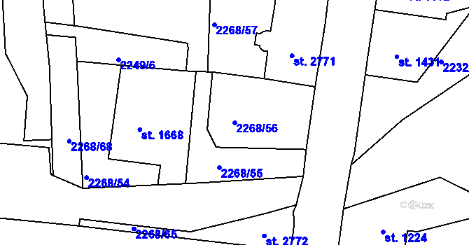 Parcela st. 2268/56 v KÚ Jablonec nad Nisou, Katastrální mapa