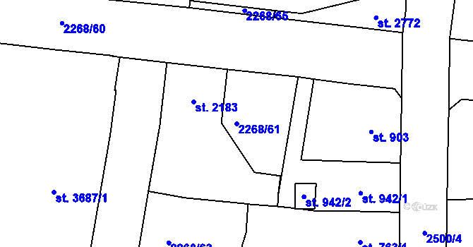 Parcela st. 2268/61 v KÚ Jablonec nad Nisou, Katastrální mapa
