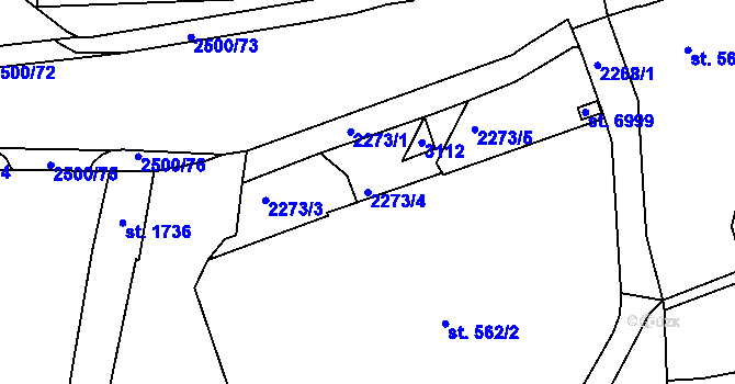 Parcela st. 2273/4 v KÚ Jablonec nad Nisou, Katastrální mapa