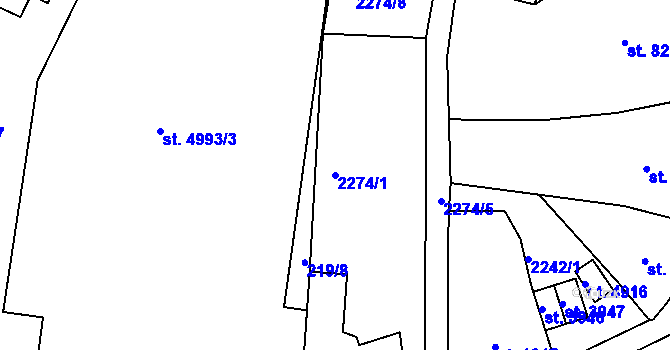 Parcela st. 2274/1 v KÚ Jablonec nad Nisou, Katastrální mapa