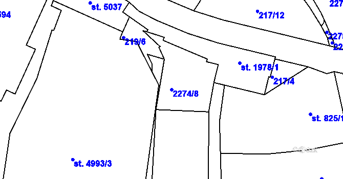 Parcela st. 2274/8 v KÚ Jablonec nad Nisou, Katastrální mapa