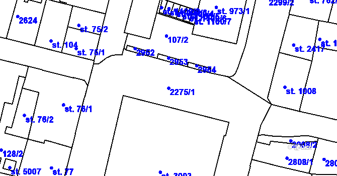 Parcela st. 2275/1 v KÚ Jablonec nad Nisou, Katastrální mapa