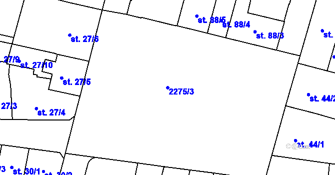 Parcela st. 2275/3 v KÚ Jablonec nad Nisou, Katastrální mapa