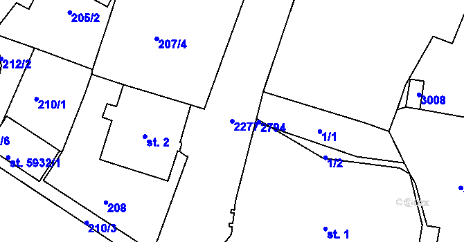 Parcela st. 2277 v KÚ Jablonec nad Nisou, Katastrální mapa