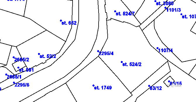 Parcela st. 2295/4 v KÚ Jablonec nad Nisou, Katastrální mapa