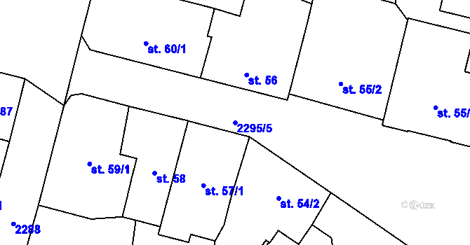 Parcela st. 2295/5 v KÚ Jablonec nad Nisou, Katastrální mapa