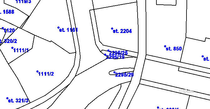 Parcela st. 2295/19 v KÚ Jablonec nad Nisou, Katastrální mapa