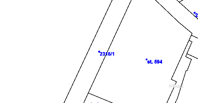 Parcela st. 2316/1 v KÚ Jablonec nad Nisou, Katastrální mapa