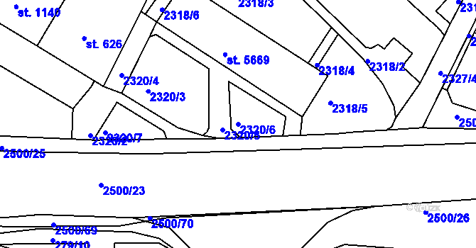 Parcela st. 2320/6 v KÚ Jablonec nad Nisou, Katastrální mapa