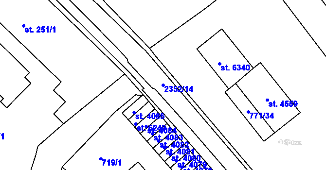 Parcela st. 2352/14 v KÚ Jablonec nad Nisou, Katastrální mapa