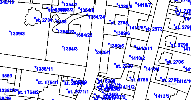 Parcela st. 2426/1 v KÚ Jablonec nad Nisou, Katastrální mapa
