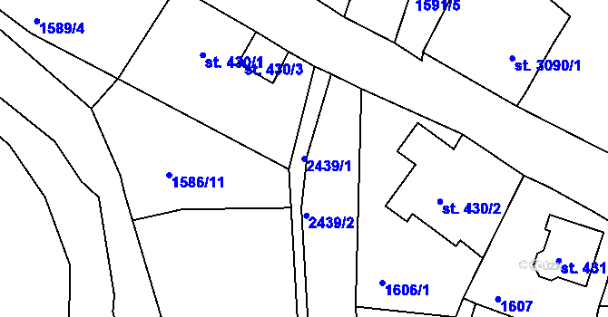 Parcela st. 2439/1 v KÚ Jablonec nad Nisou, Katastrální mapa