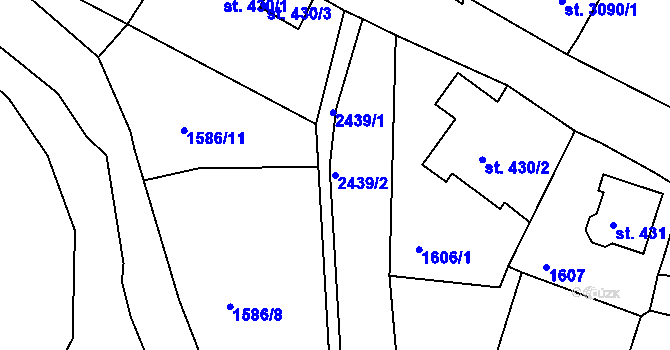 Parcela st. 2439/2 v KÚ Jablonec nad Nisou, Katastrální mapa
