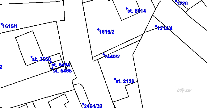 Parcela st. 2440/2 v KÚ Jablonec nad Nisou, Katastrální mapa