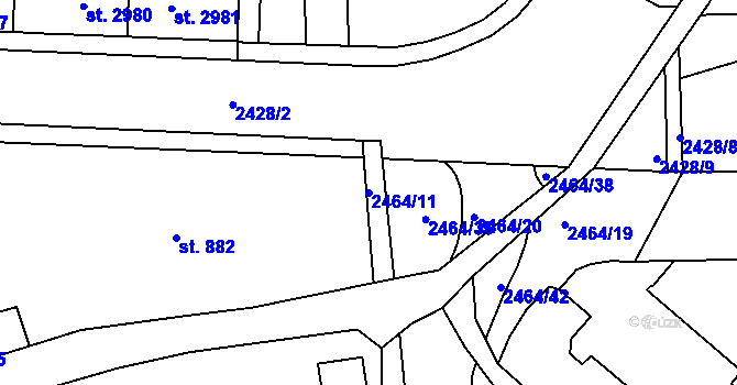 Parcela st. 2464/11 v KÚ Jablonec nad Nisou, Katastrální mapa