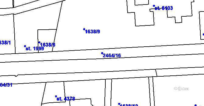 Parcela st. 2464/16 v KÚ Jablonec nad Nisou, Katastrální mapa