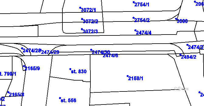 Parcela st. 2474/6 v KÚ Jablonec nad Nisou, Katastrální mapa