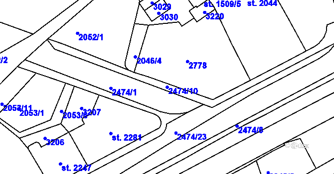 Parcela st. 2474/10 v KÚ Jablonec nad Nisou, Katastrální mapa