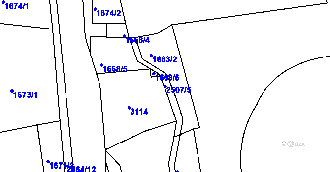 Parcela st. 2507/5 v KÚ Jablonec nad Nisou, Katastrální mapa