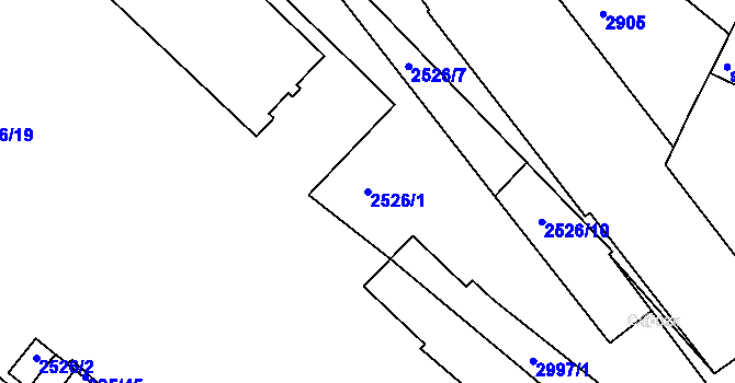 Parcela st. 2526/1 v KÚ Jablonec nad Nisou, Katastrální mapa