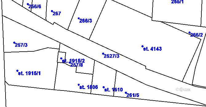 Parcela st. 2527/3 v KÚ Jablonec nad Nisou, Katastrální mapa