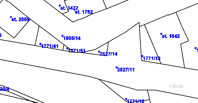 Parcela st. 2527/14 v KÚ Jablonec nad Nisou, Katastrální mapa