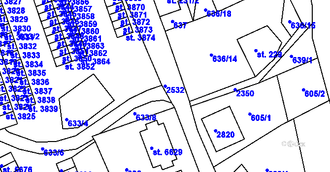Parcela st. 2532 v KÚ Jablonec nad Nisou, Katastrální mapa
