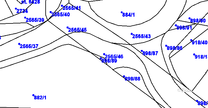 Parcela st. 2565/46 v KÚ Jablonec nad Nisou, Katastrální mapa
