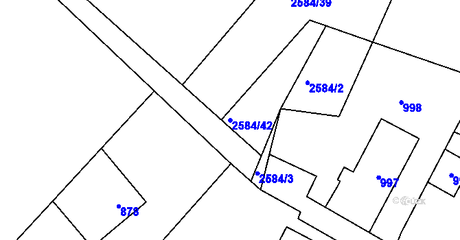 Parcela st. 2584/42 v KÚ Jablonec nad Nisou, Katastrální mapa