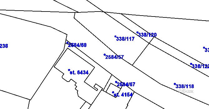 Parcela st. 2584/57 v KÚ Jablonec nad Nisou, Katastrální mapa