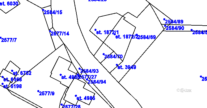 Parcela st. 2584/70 v KÚ Jablonec nad Nisou, Katastrální mapa