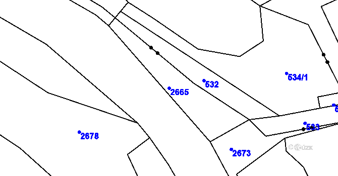 Parcela st. 2665 v KÚ Jablonec nad Nisou, Katastrální mapa