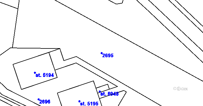 Parcela st. 2695 v KÚ Jablonec nad Nisou, Katastrální mapa