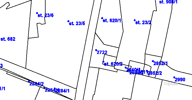 Parcela st. 2722 v KÚ Jablonec nad Nisou, Katastrální mapa