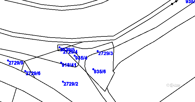 Parcela st. 2729/3 v KÚ Jablonec nad Nisou, Katastrální mapa